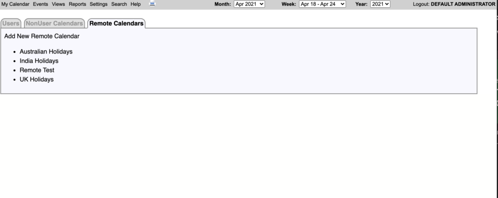 Remote Calendars (Old)